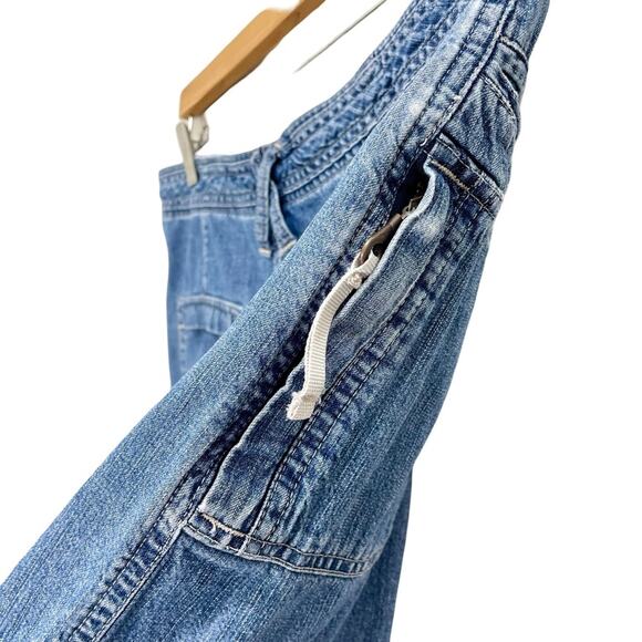 Vintage 90s Women’s Riders Light Wash Drawstring Jean Shorts Cargo Zip Pockets - Picture 7 of 9